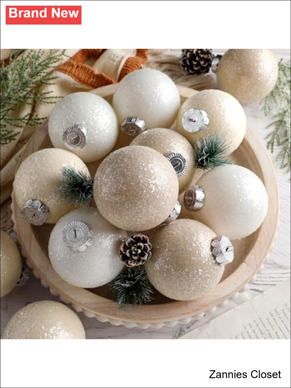 🎄 12 Pcs Textured Sugar Christmas Ornaments 3.15'' Hand Painted Ball Decor